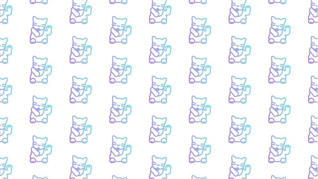 Maneki Cat White Animated Loop Background 4K