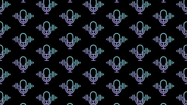 Microphone Recording Black Animated Loop Background 4K