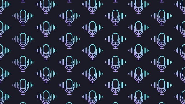 Microphone Recording Dark Blue Animated Loop Background 4K