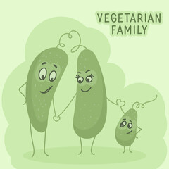 Happy cucumber parents, vegetarian family