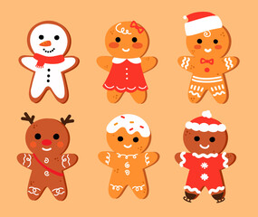 Gingerbread man collection. Christmas icon.