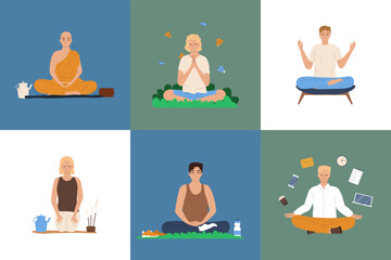 Obraz premium Meditation Flat Set