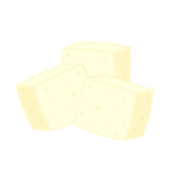 White Tofu vector. Tofu cartoon style isolated on white background. Vegetarian nutrition, healthy food.