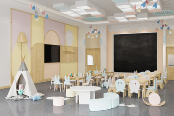 Interior Of A Modern Kindergarten Classroom