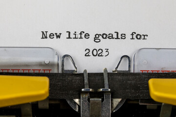 New life goals for 2023 written on an old typewriter	
