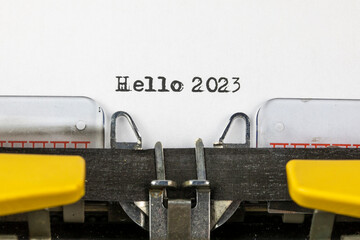 Hello 2023 written on an old typewriter
