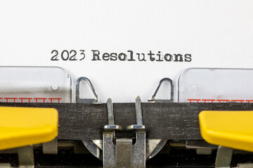 2023 Resolutions written on an old typewriter	

