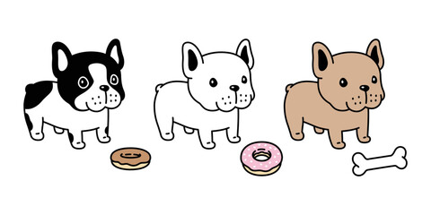 dog vector french bulldog icon donut bone puppy pet cartoon character symbol tattoo stamp illustration clip art isolated design