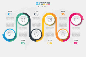 Modern circle zigzag line infographic template design