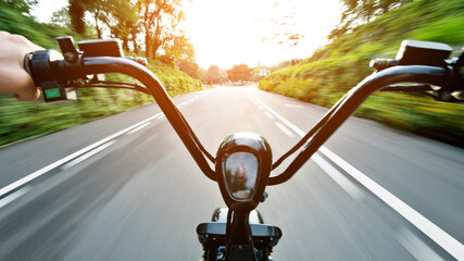 Riding on high speed electric bicycle in park