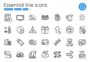 Work home, Monitor and Buying accessory line icons. Collection of Buildings, Cloud computing, Bitcoin icons. E-mail, Fireworks rocket, Smile web elements. Contactless payment, Management. Vector