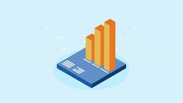 statistics bars isometric infographic animation