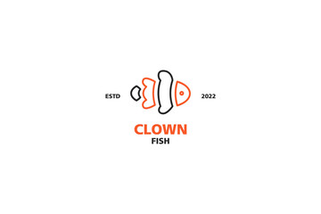 Minimalist clown fish logo design vector illustration