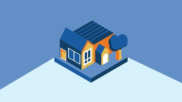 real estate isometric house animation