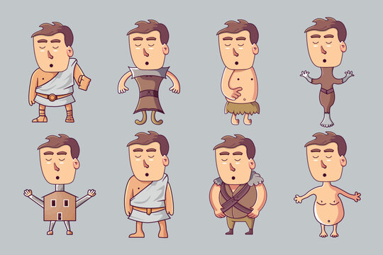 a set of funny cartoon characters