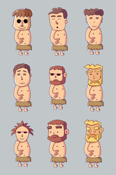 a set of funny cartoon characters