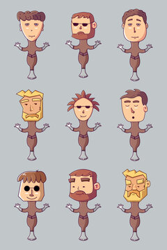 a set of funny cartoon characters