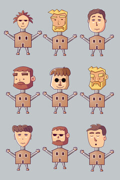 a set of funny cartoon characters
