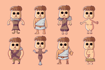 a set of funny cartoon characters