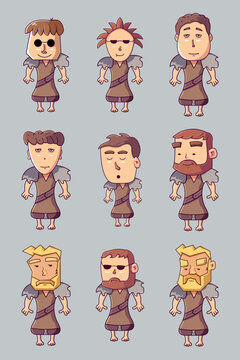 a set of funny cartoon characters