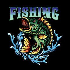 Peacock bass fish illustration