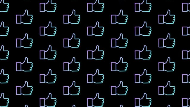 Thumb Up Black Animated Loop Background 4K
