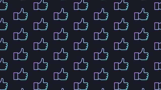 Thumb Up Dark Blue Animated Loop Background 4K