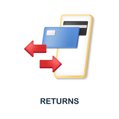 Returns icon. 3d illustration from e-commerce collection. Creative Returns 3d icon for web design, templates, infographics and more