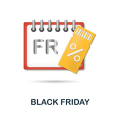 Black Friday icon. 3d illustration from e-commerce collection. Creative Black Friday 3d icon for web design, templates, infographics and more
