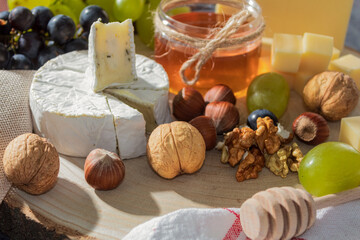 Nuts and a jar of honey, close-up