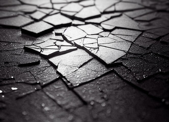 Texture of the cracked glass surface