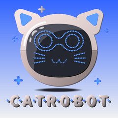 Robot cat vector. Pet technological cat. For print and web.
