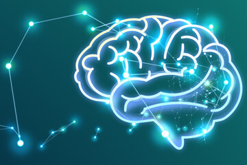 Illustration of human brain on color background