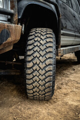 Photo of a car tire tread. Truck