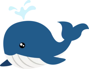 Afwasbaar Fotobehang Walvis walvis cartoon illustratie geïsoleerd object