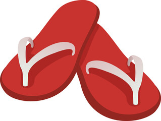 red slippers summer flip flops cartoon illustration