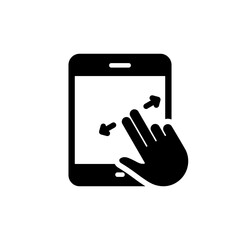 Swipe on Tablet Silhouette Icon. Scroll Up in Digital Electronic Move Gesture Icon. Zoom Action on Device Display Glyph Pictogram. Move Touch Screen in Tablet. Isolated Vector Illustration