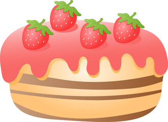 strawberry cheese cake cartoon illustration