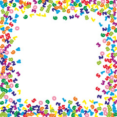 Falling colorful numbers. Math study concept with flying digits. Cool back to school mathematics banner on white background. Falling numbers vector illustration.