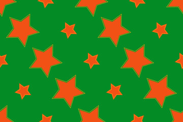 Seamless pattern with stars on green background Vector illustration Texture for wrapping and fabric