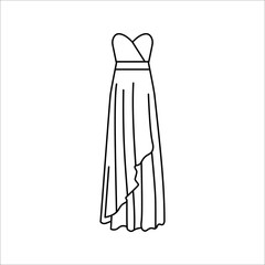 Cocktail Dress Line Icon. vector illustration on White Background