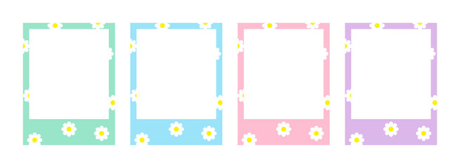A cute style photo frame set with a colorful background and a daisy flower pattern combination.