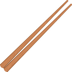 Cartoon nature wooden kitchenware utensil chopsticks with wood grain texture