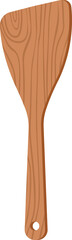 Cartoon nature wooden kitchenware utensil salad spatula with wood grain texture