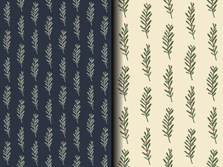 Christmas seamless pattern with plants in different sizes