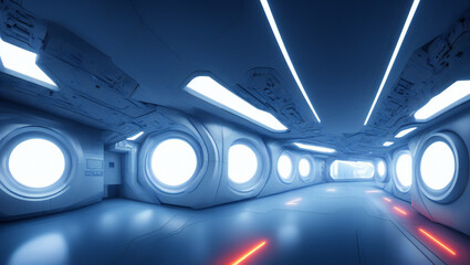spaceship interior, futuristic corridor background