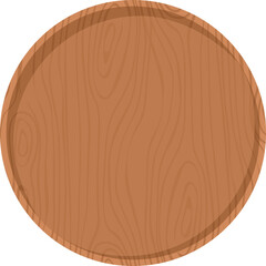 Cartoon nature wooden kitchenware utensil round shallow plate with wood grain texture