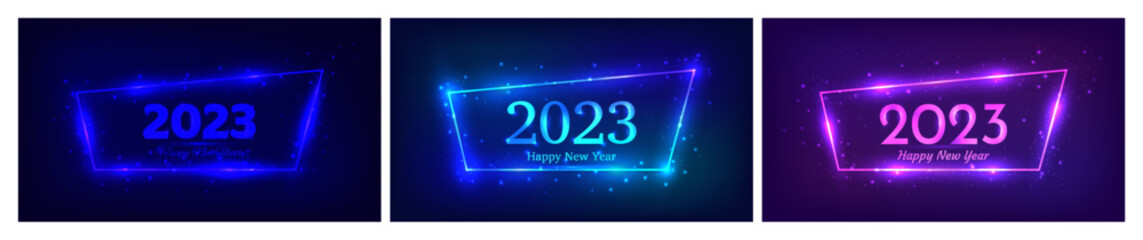 2023 Happy New Year neon background