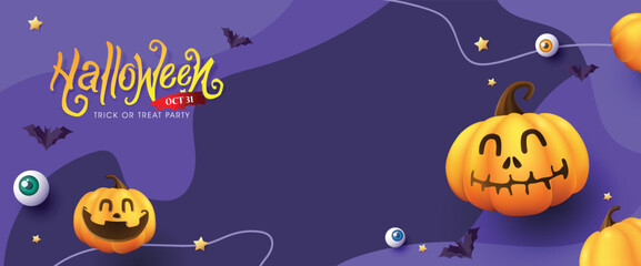 Halloween banner background design with Festive Elements Halloween and copy space