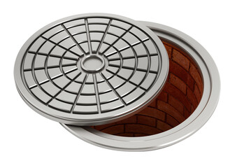 Manhole cover lid on transparent background.